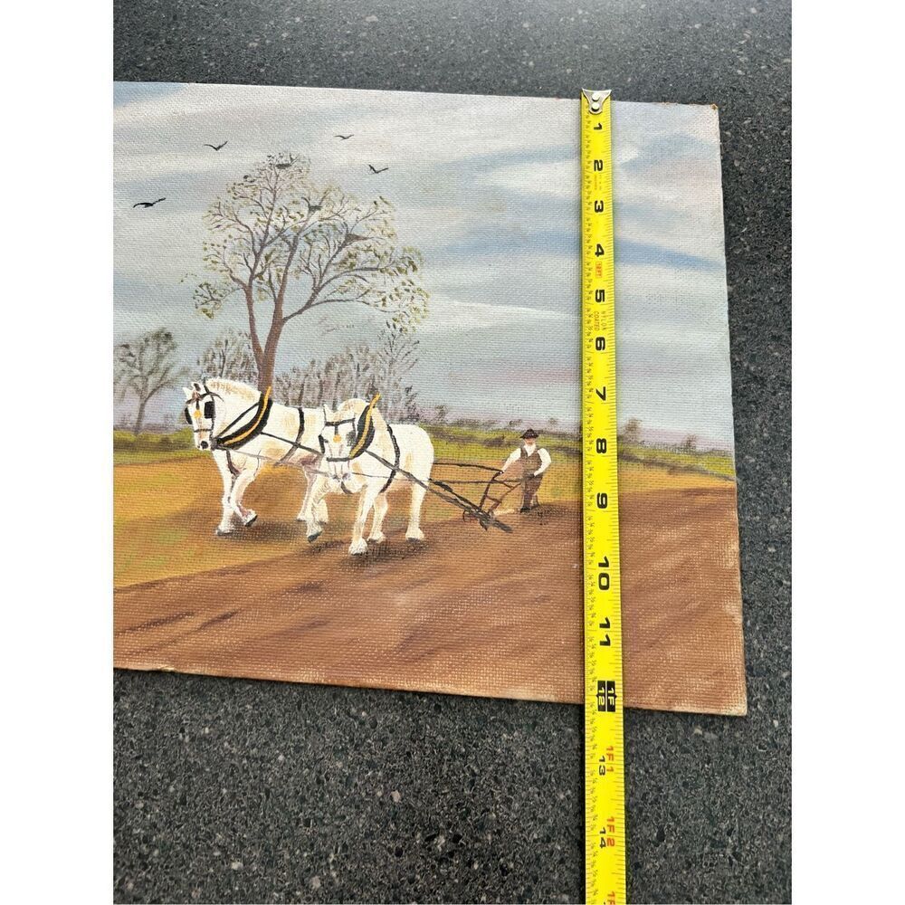 Vintage Oil Painting Farming With Horses" signed by C. Fermor - Picture 7 of 9